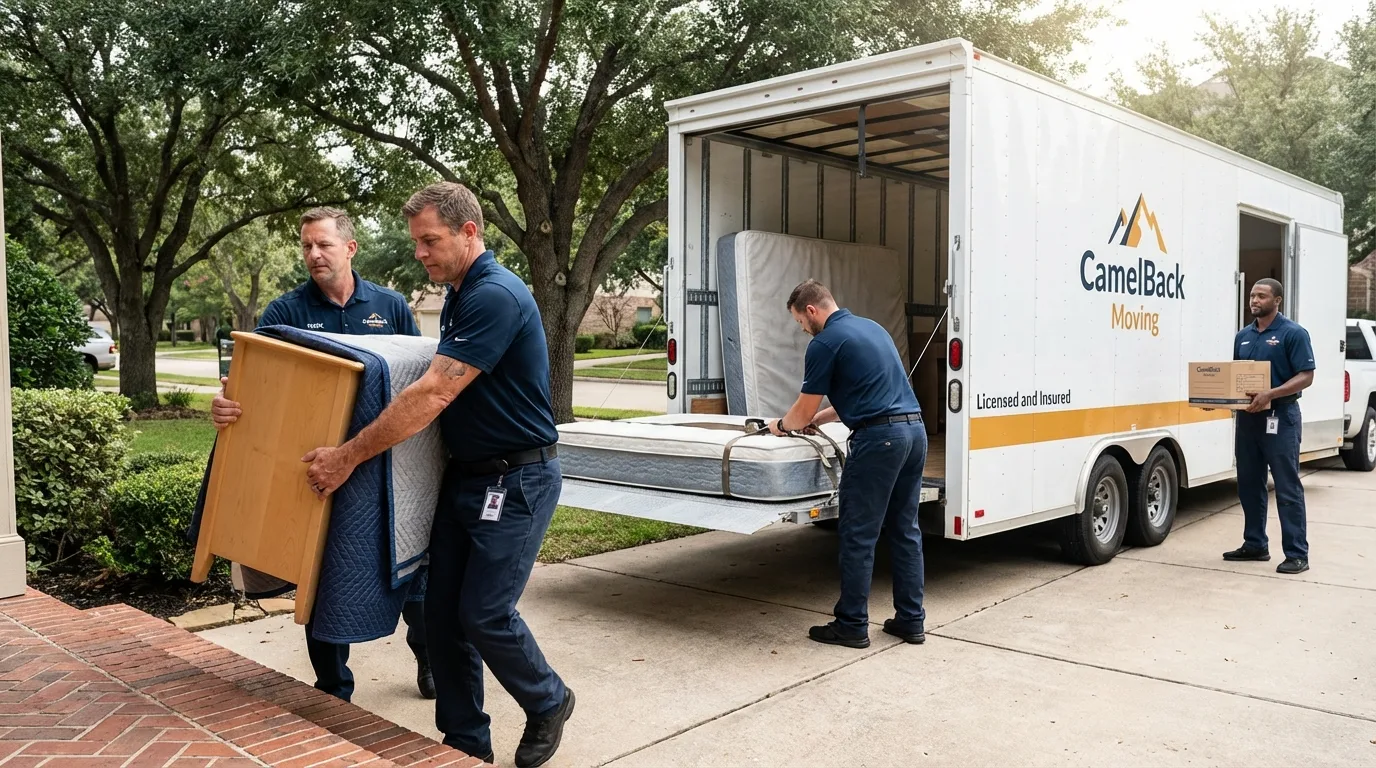 Crew loading residential truck for cross-state move from Hernando, FL