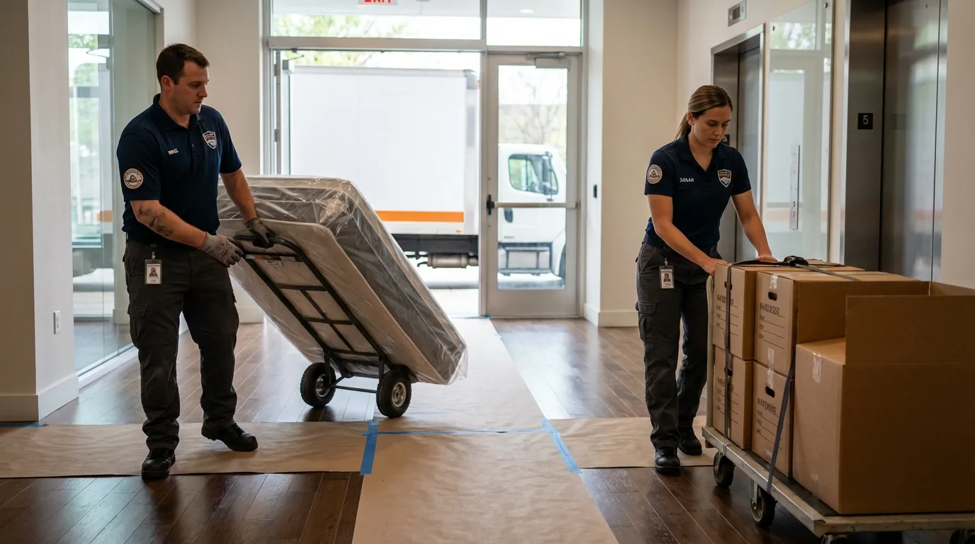Professional apartment movers loading elevator in Hernando, FL